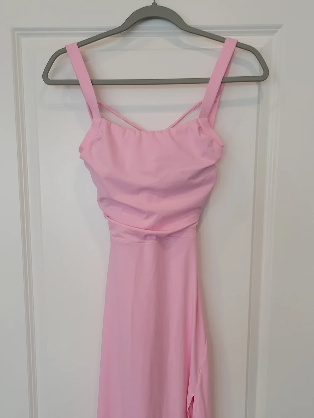 Halara Ballerina Pink Ruched Lace Up Bodycon Midi Dress In Medium NWOT